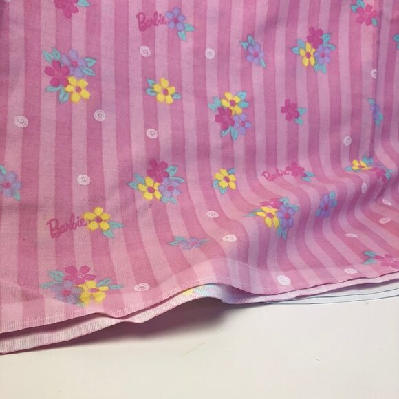 Vintage 90s Barbie Bedsheets Twin Set (Flat + Fitted) 1997 Sweet Dreams Ribbons - Picture 9 of 15